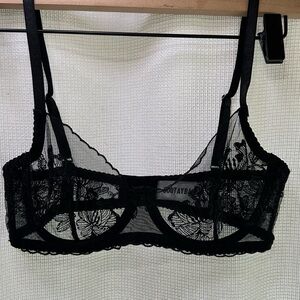 Sheer Black Floral Lace Bra
